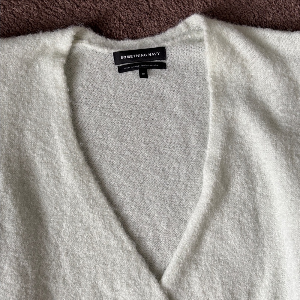 Something Navy Cream V-Neck Sweater - Picture 2 of 5